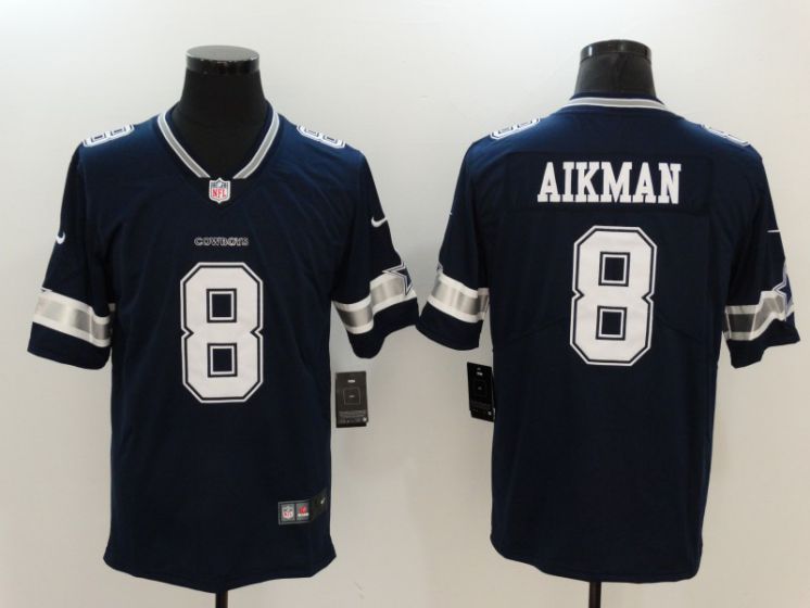 Men Dallas Cowboys 8 Aikman Blue Nike Vapor Untouchable Limited NFL Jerseys